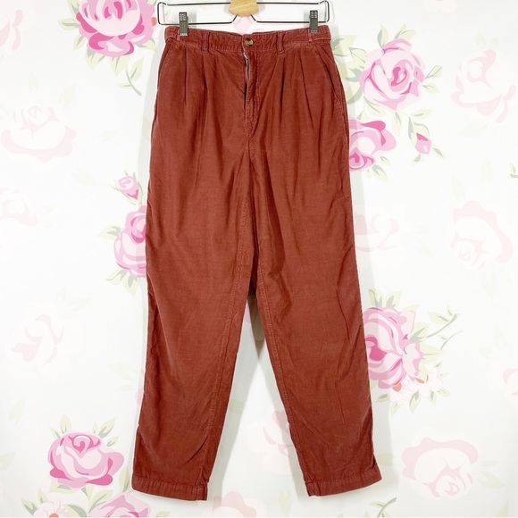 American Eagle Outfitters AEO High Waist Paper Bag Waist Soft Corduroy Pants 4 - Picture 1 of 11